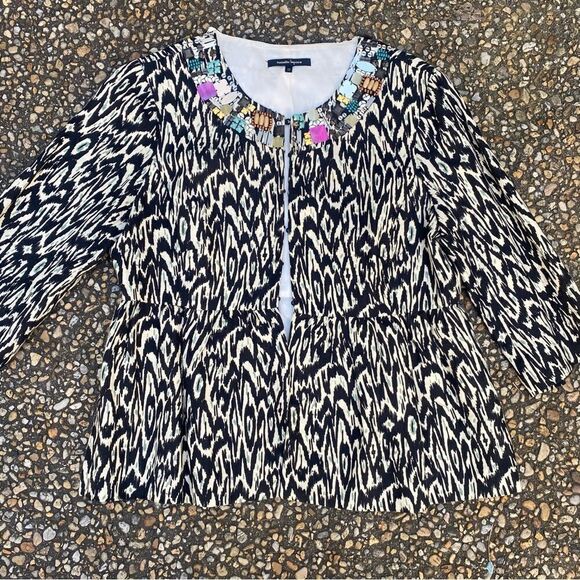 Nanette Lenore jewel trim black and white zebra jacket 12 - Picture 1 of 5